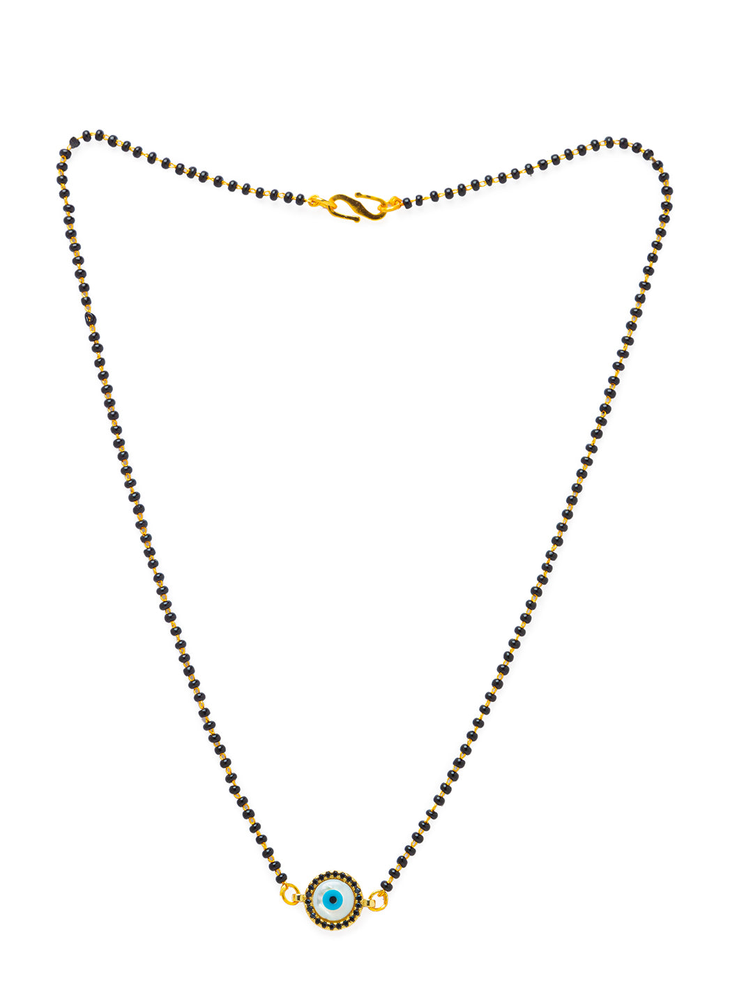 Digital Dress Room Digital Dress Room Evil Eye Gold Plated Short Mangalsutra मंगलसूत्र Latest Design Tanmaniya/Black Beads New Mangalsutra Designs For Women (17 Inches)