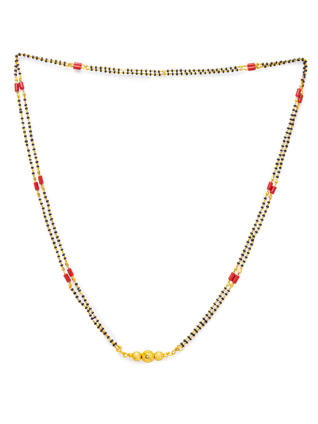 Digital Dress Room Digital Dress Room One Gram Gold Plated Long Mangalsutra मंगलसूत्र Latest Design Tanmaniya/Long Gold Chain/Black Red Beads New Mangalsutra Designs For Women (30 Inches)
