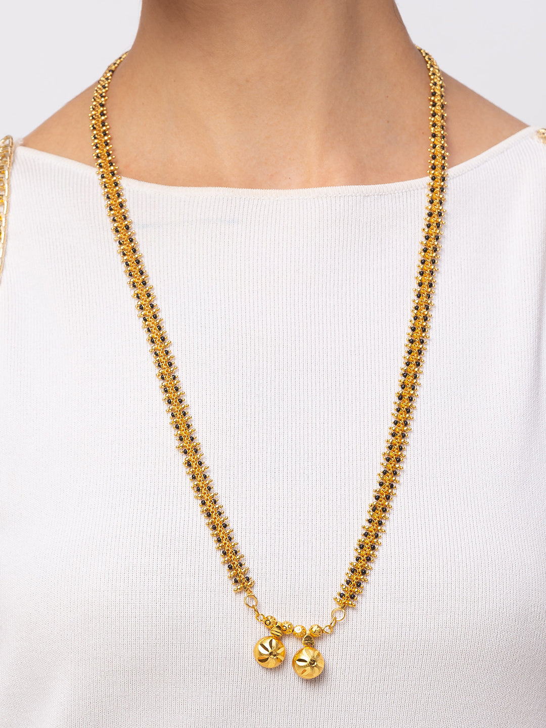 Digital Dress Room Digital Dress Room One Gram Gold Plated Long Mangalsutra मंगलसूत्र Latest Design Tanmaniya/Long Gold Chain/Black Gold Beads New Mangalsutra Designs For Women (27 Inches)