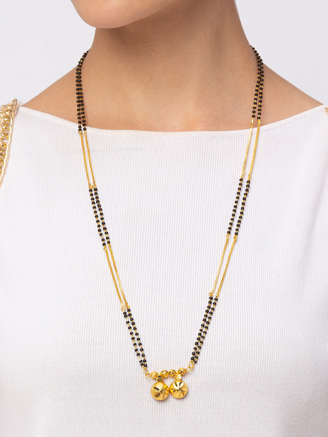 Digital Dress Room Digital Dress Room One Gram Gold Plated Long Mangalsutra मंगलसूत्र Latest Design Tanmaniya/Long Gold Chain/Black Beads Vati Pendant New Mangalsutra Designs For Women (28 Inches)