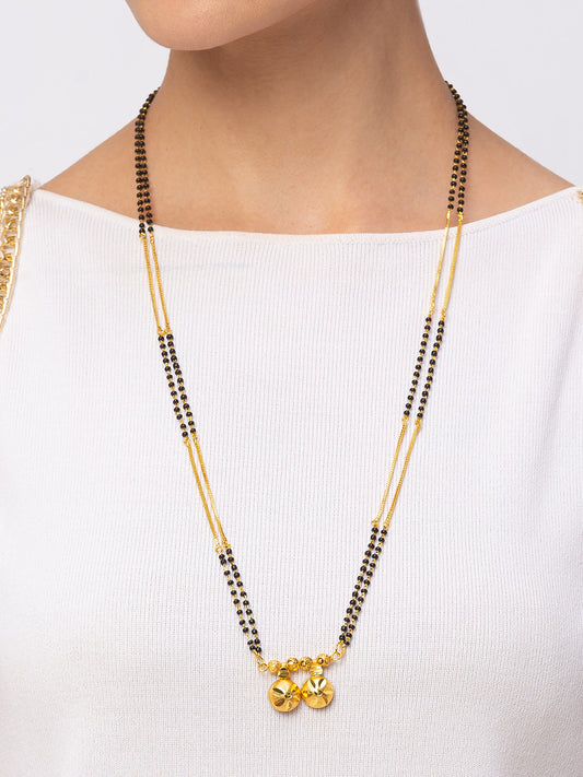 Digital Dress Room Digital Dress Room One Gram Gold Plated Long Mangalsutra मंगलसूत्र Latest Design Tanmaniya/Long Gold Chain/Black Beads Vati Pendant New Mangalsutra Designs For Women (28 Inches)