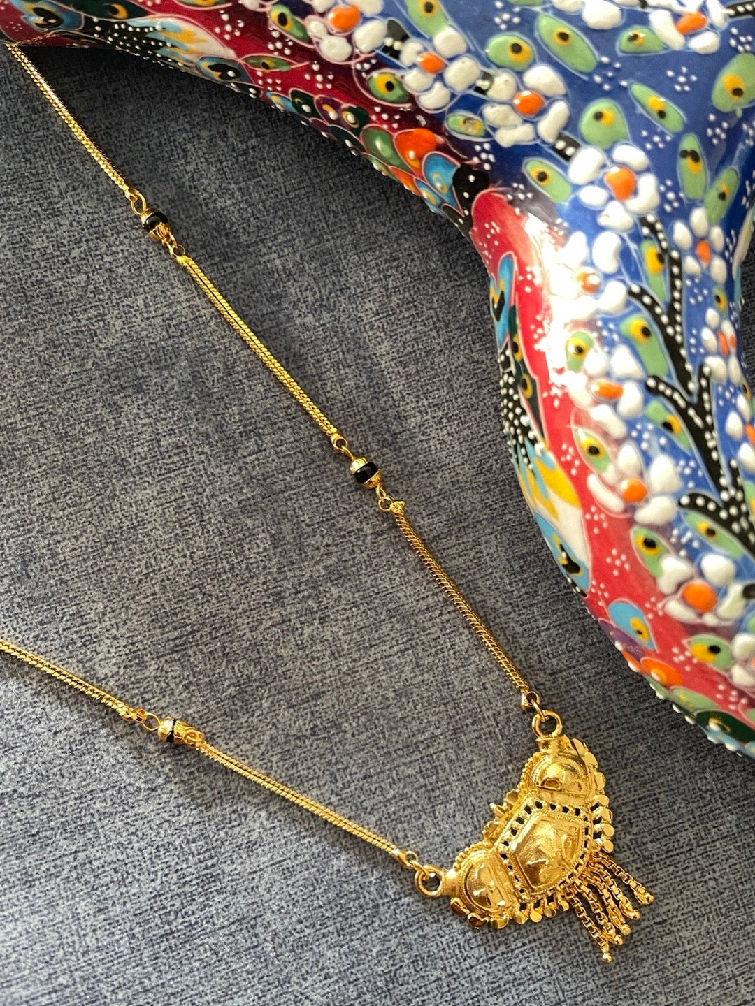 Long Mangalsutra Designs Gold Plated Latest Traditional Single Layer Chain Mangalsutra