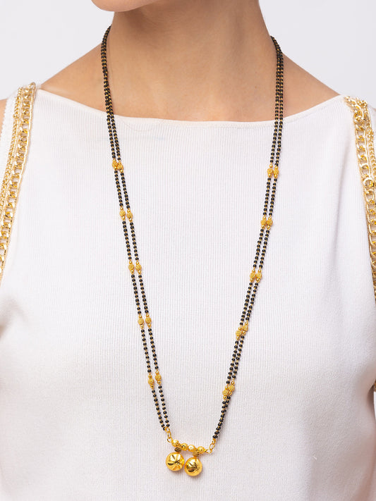 Digital Dress Room Digital Dress Room One Gram Gold Plated Long Mangalsutra मंगलसूत्र Latest Design Tanmaniya/Long Gold Chain/Black Beads Vati Pendant New Mangalsutra Designs For Women (32 Inches)