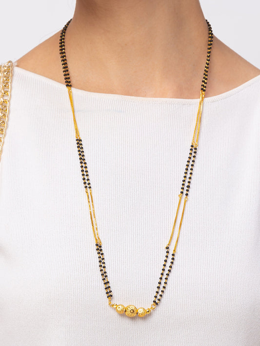 Digital Dress Room Digital Dress Room One Gram Gold Plated Long Mangalsutra मंगलसूत्र Latest Design Tanmaniya/Long Gold Chain/Black Beads New Mangalsutra Designs For Women (28 Inches)