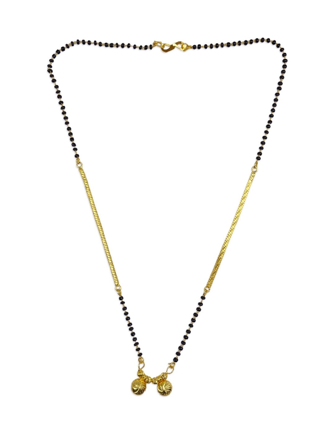 Short Mangalsutra Designs Gold Plated Latest 2 Vati Pendant Single Layer Gold Chain Mangalsutra