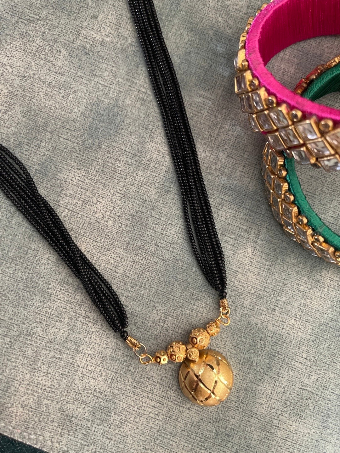 Long Mangalsutra Designs Gold Plated Latest Vati Pendant Multi Layer Mangalsutra