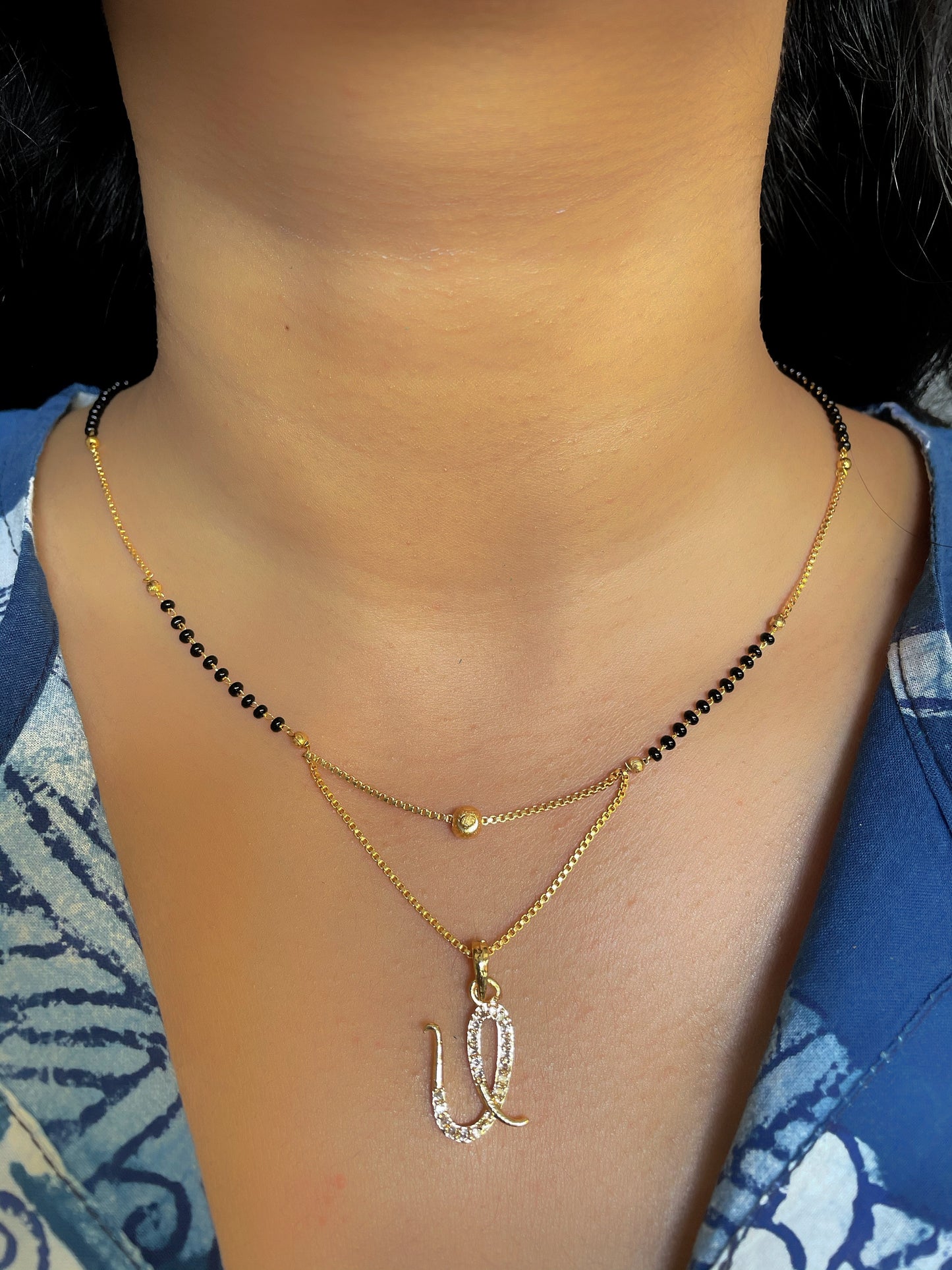 A-Z Cursive Letter Mangalsutras Short Mangalsutra Designs (20 Inches)
