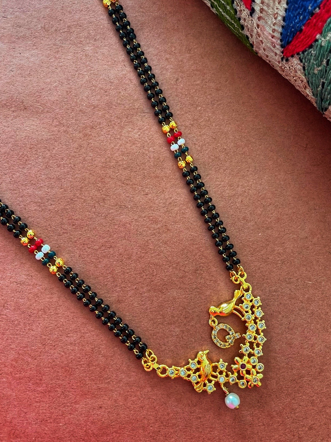 Letter A-Z Long Letter Mangalsutra Design Gold Plated Alphabet Love Birds with Pearl