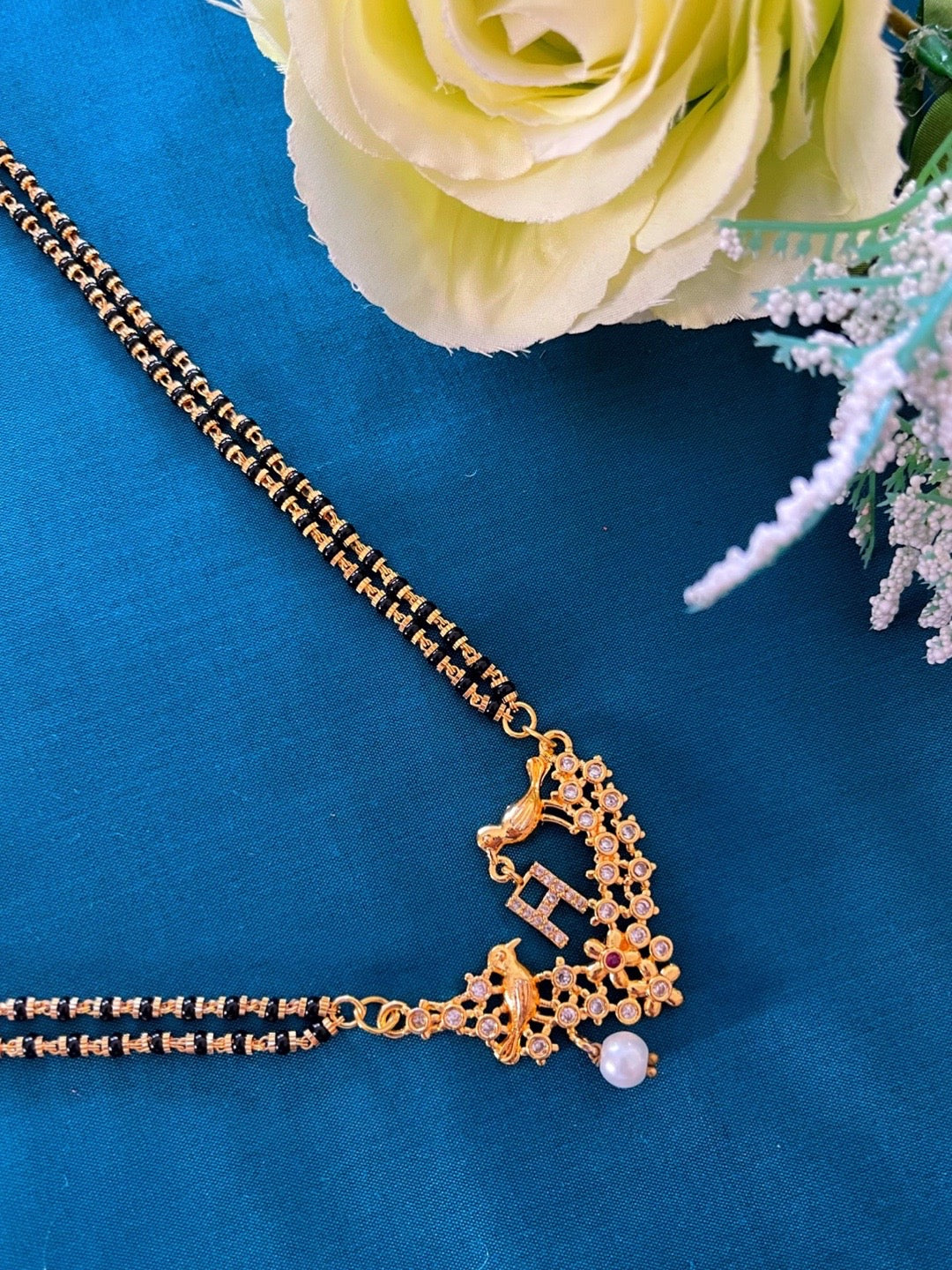 Long Mangalsutra Designs A-Z Letter Mangalsutra Custom Name Panchi Gold Mangalsutra design