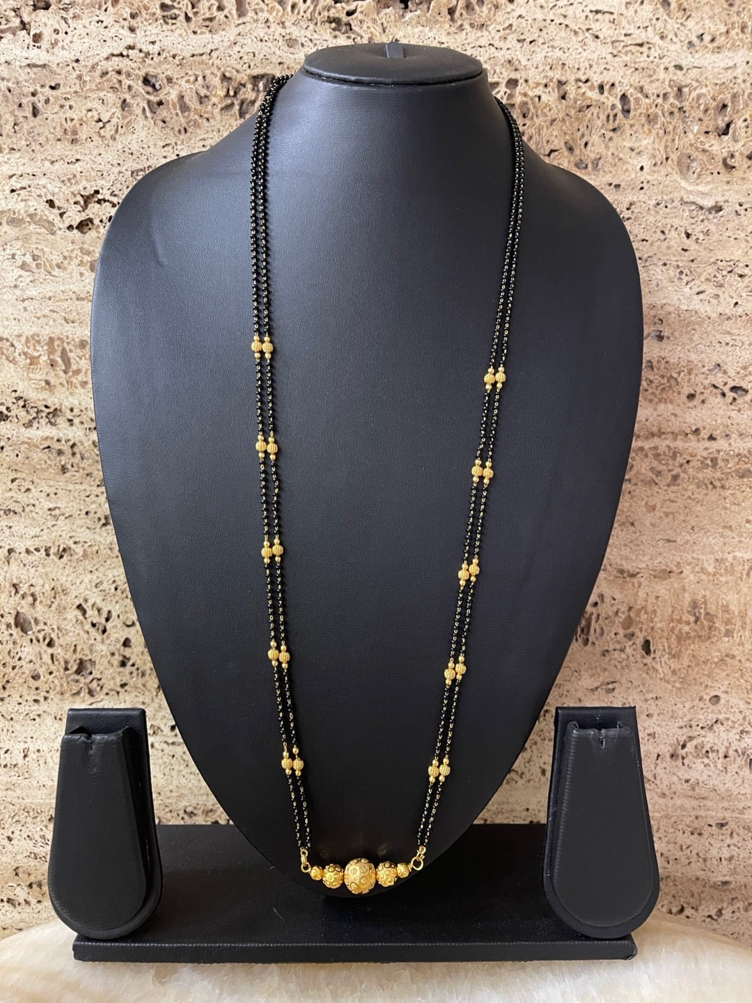 Black Beads Maharashtrian Mangalsutra New Design Gold Long