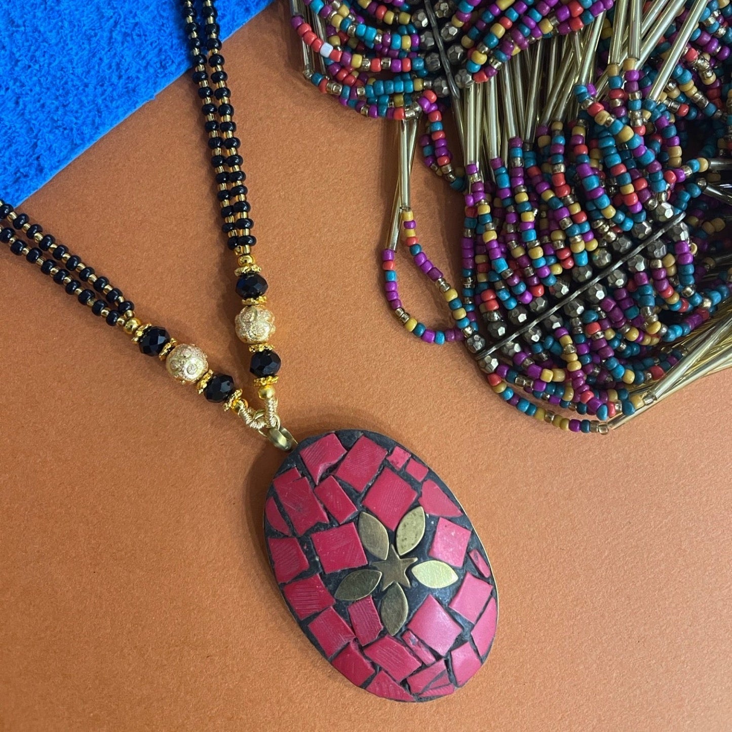 Colourful Tibetan long mangalsutra designs