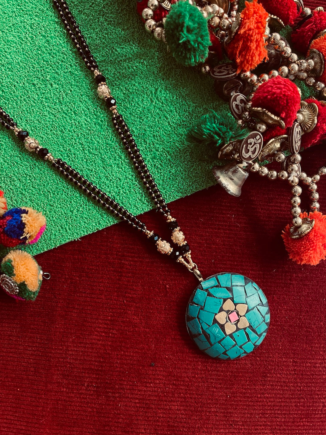 Colourful Tibetan long mangalsutra designs