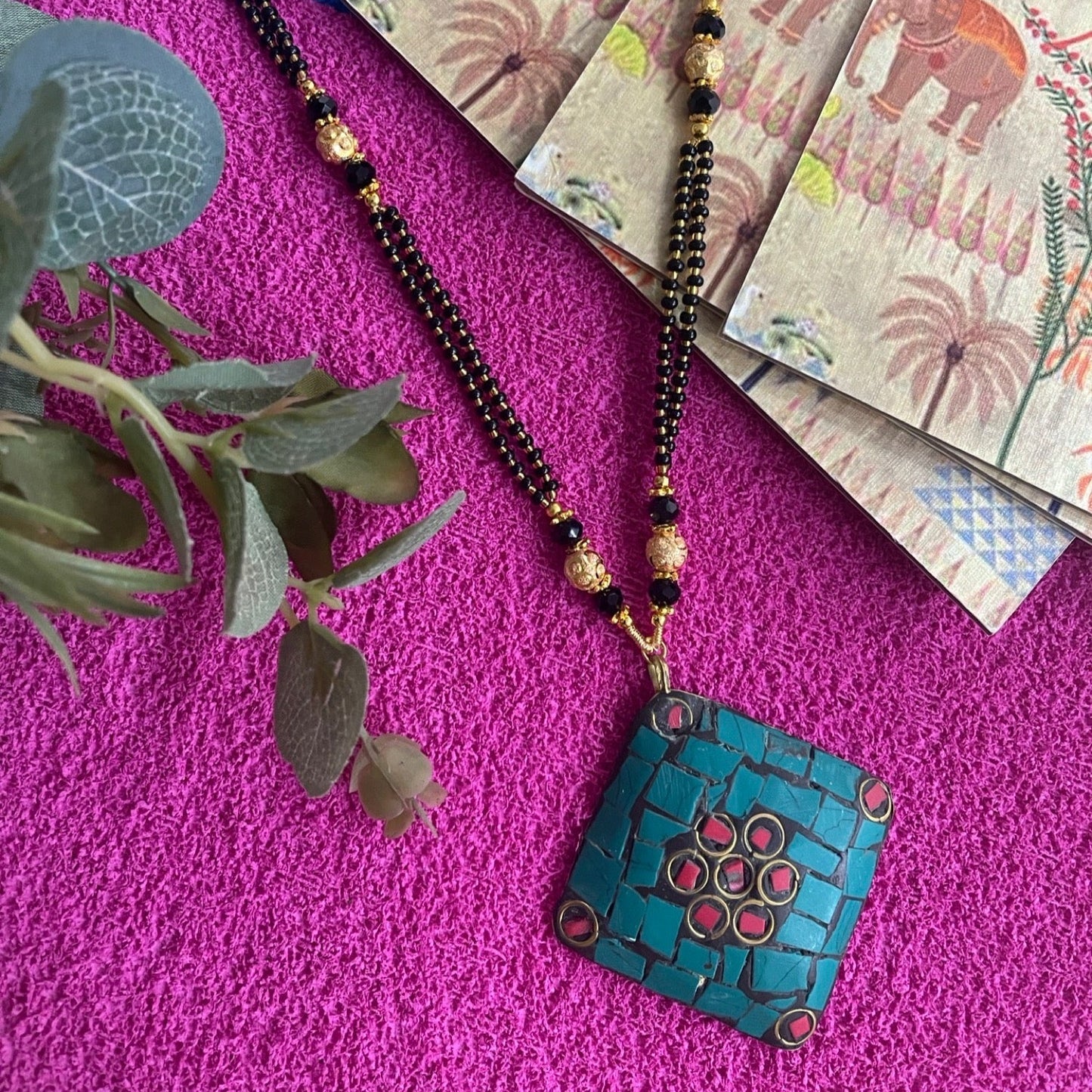 Colourful Tibetan long mangalsutra designs