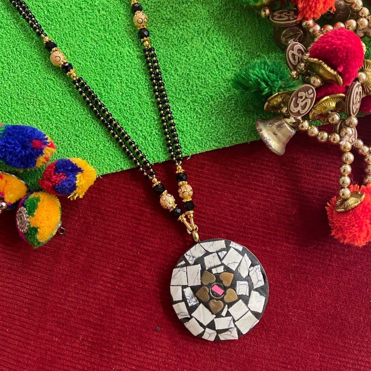 Colourful Tibetan long mangalsutra designs