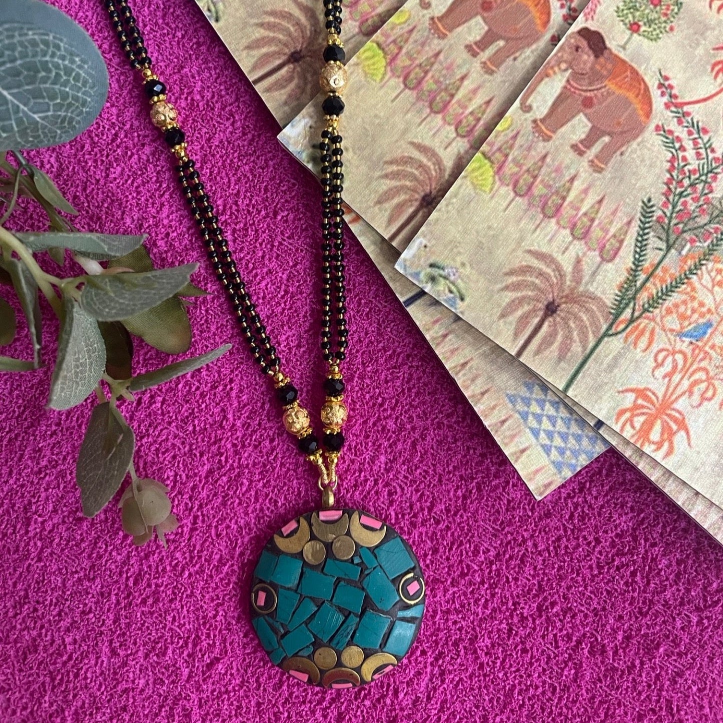Colourful Tibetan long mangalsutra designs
