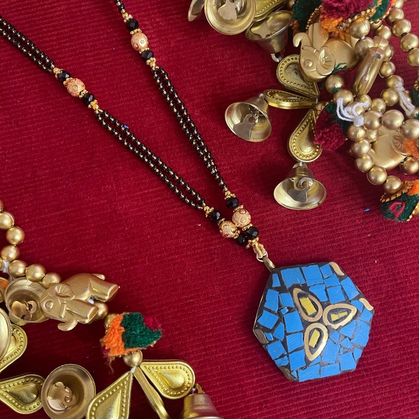 Colourful Tibetan long mangalsutra designs