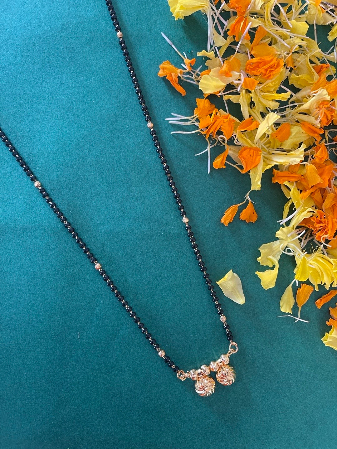 Simple Maharashtrian Style Long Mangalsutra Vati Designs Traditional Gold And Black Beads Chain