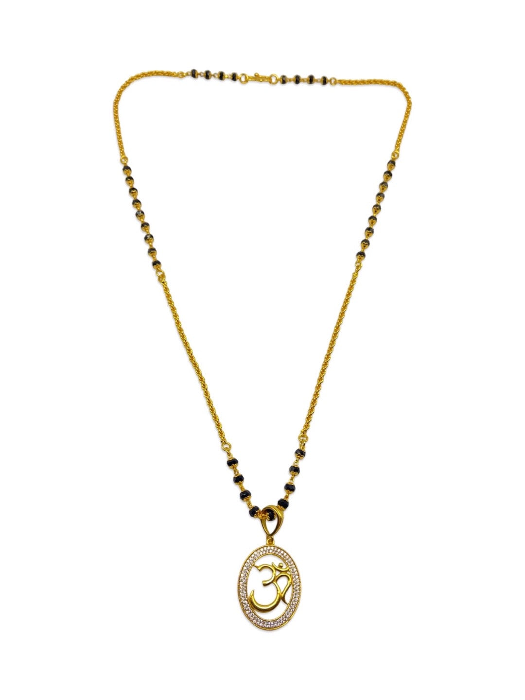 black beads gold chain