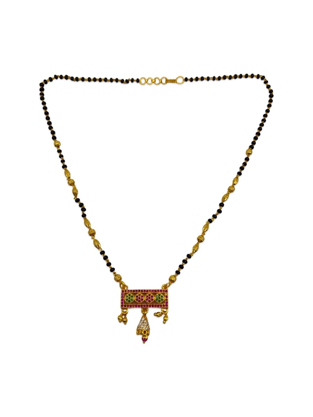 Short Mangalsutra American Diamond Flower Pendant