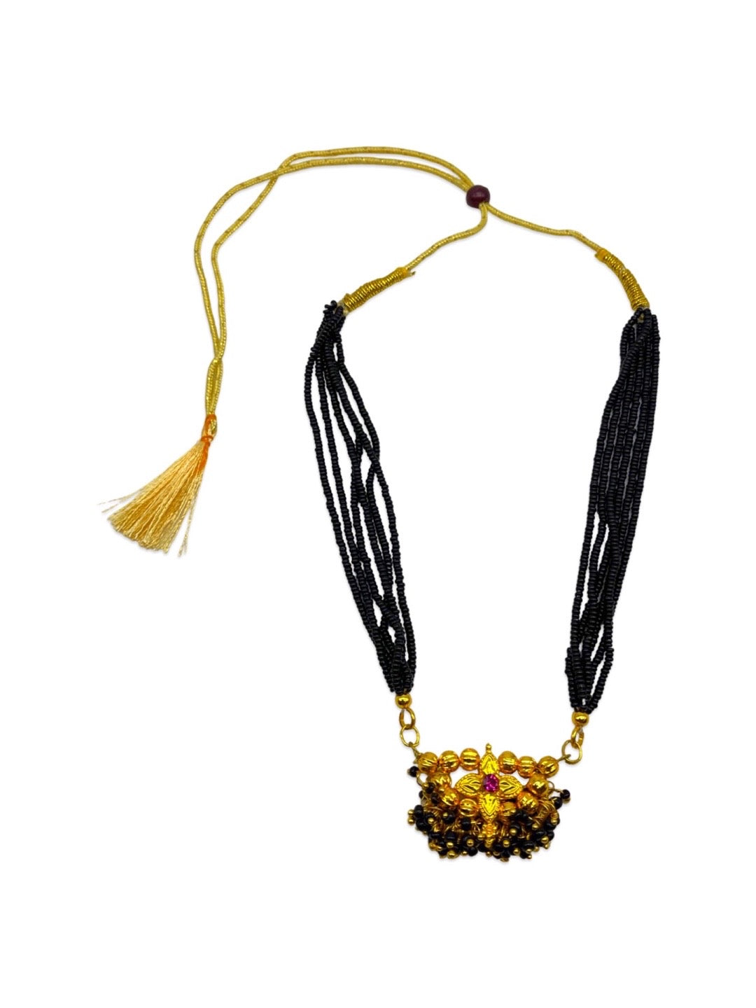 Maharashtran Short Mangalsutra Gold Floral Pendent
