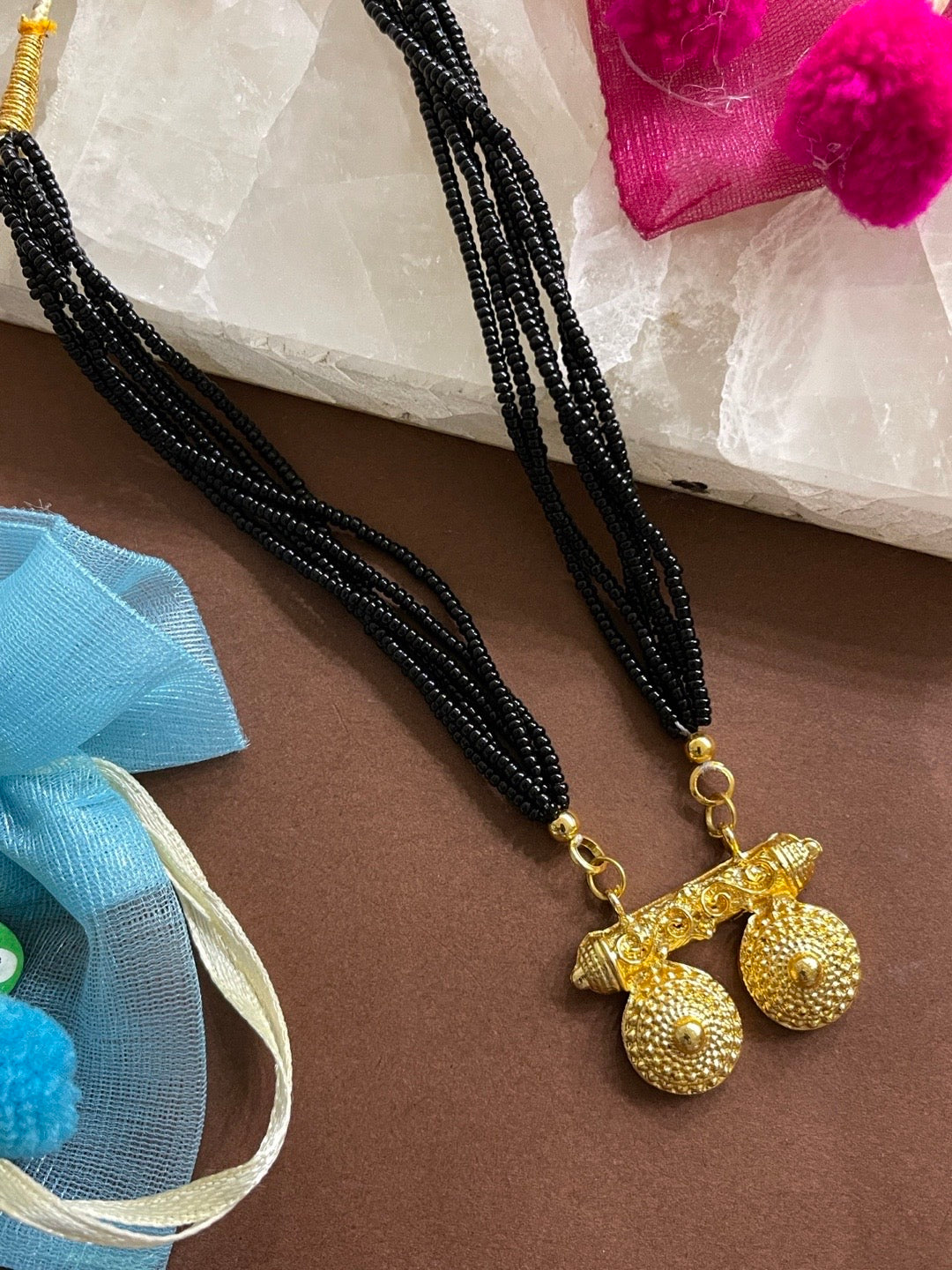 Short Mangalsutra Vati 6 line Black Bead Chain