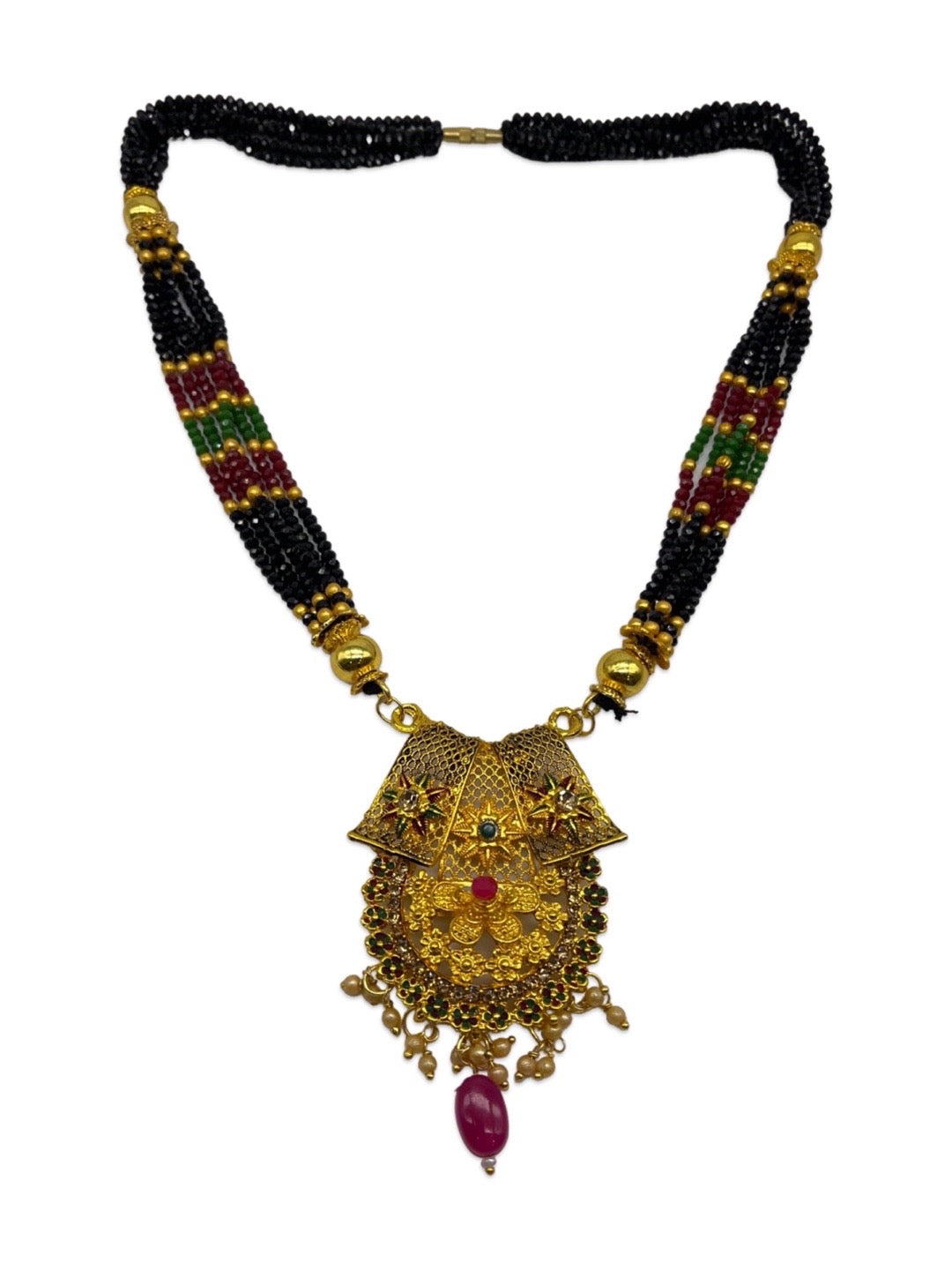 Long Mangalsutra Multi Coloured Floral Pendent