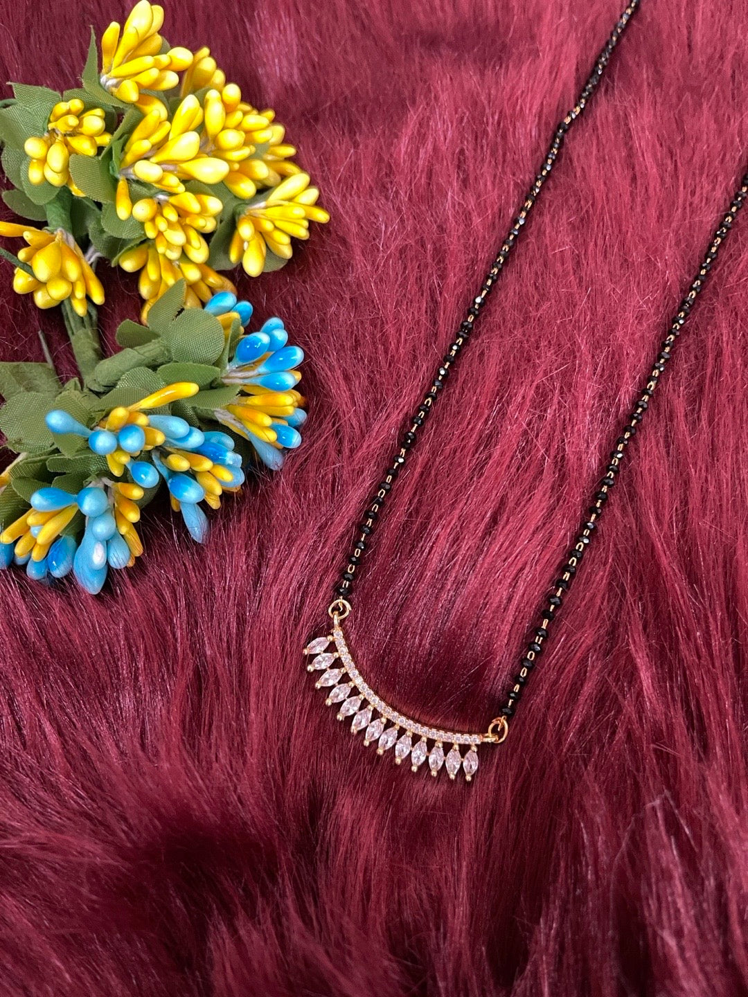 Short Mangalsutra With American Diamond Pendant