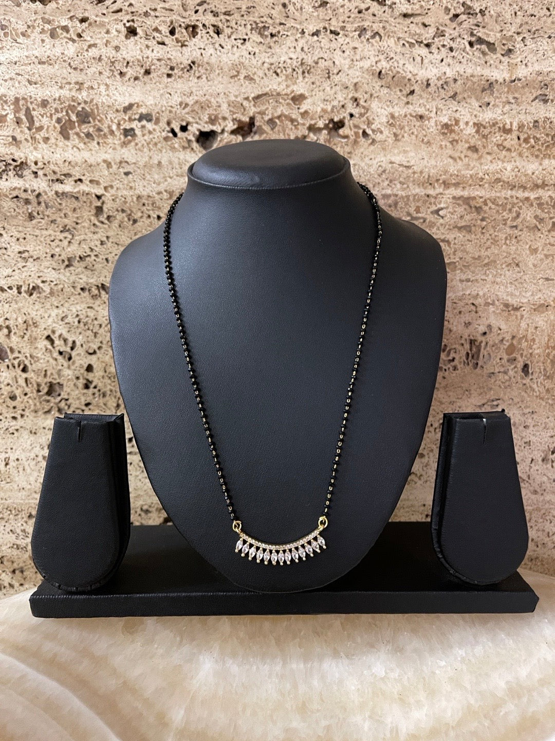 Short Mangalsutra With American Diamond Pendant