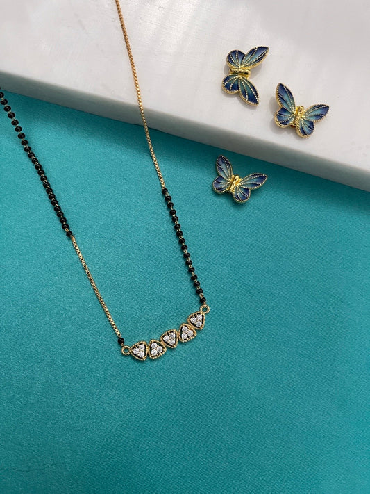 Short Mangalsutra Designs With American Diamond Pendant