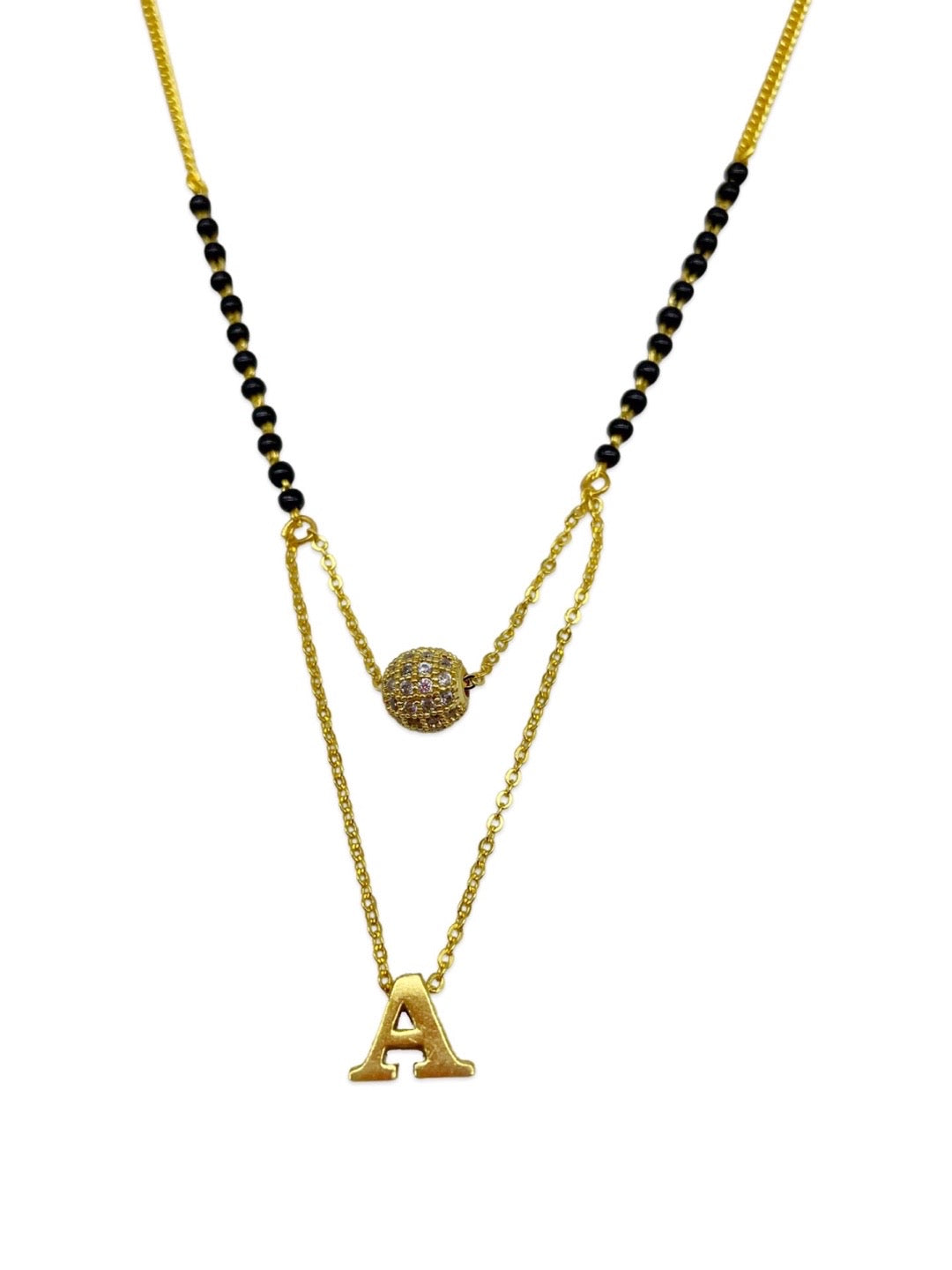 A-Z Letter Mangalsutra American Diamond Ball Pendant Short Mangalsutra Name Mangalsutras