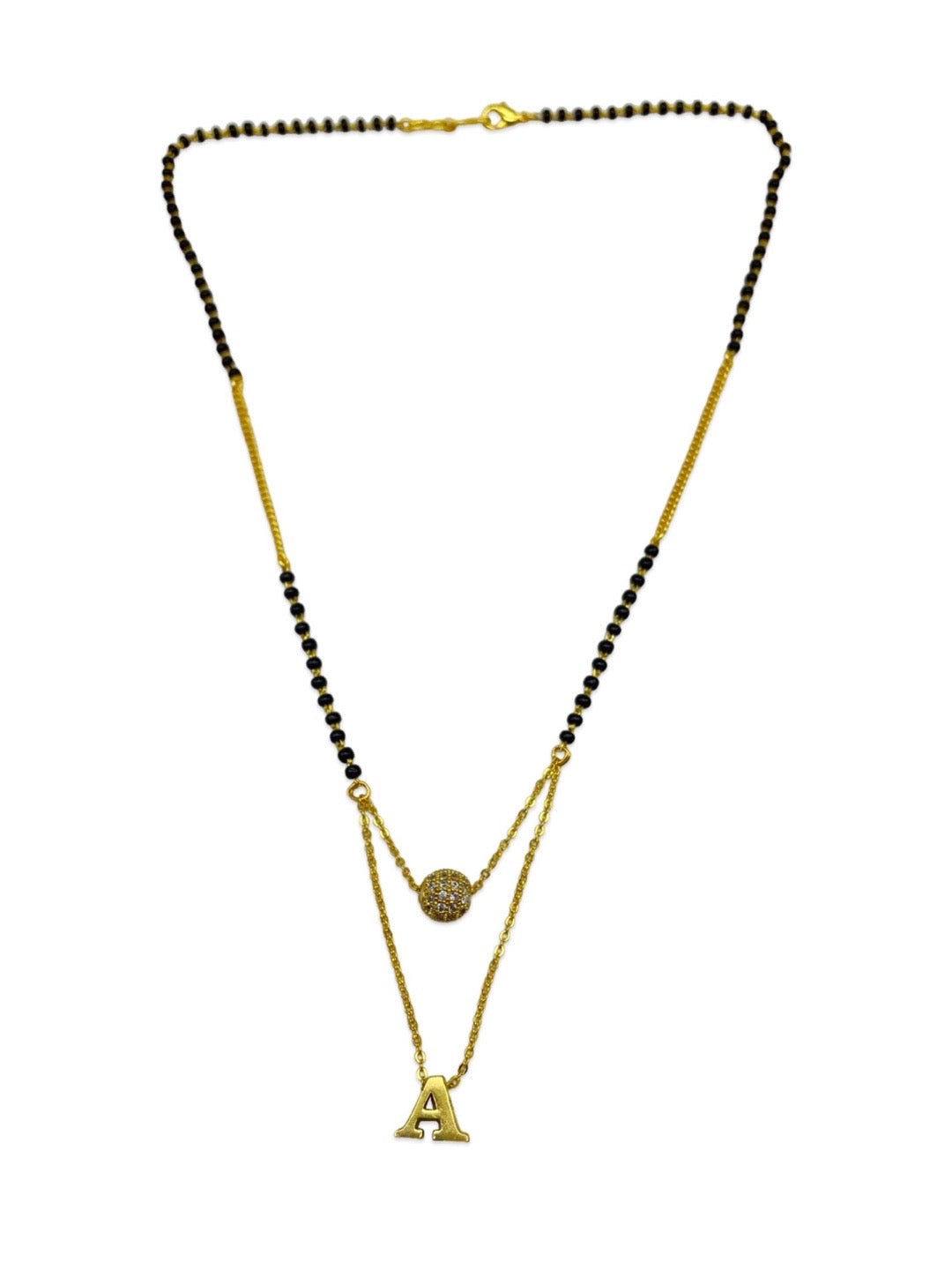 A-Z Letter Mangalsutra American Diamond Ball Pendant Short Mangalsutra Name Mangalsutras