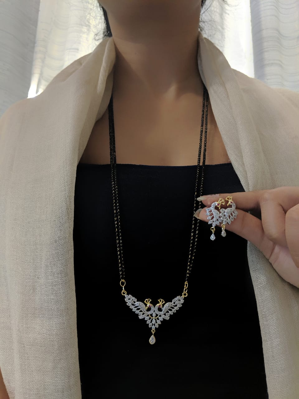 Simple Modern Mangalsutra Design American Diamond Mangalsutra