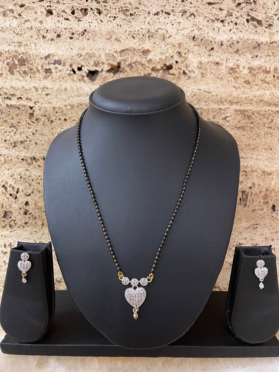 Short Mangalsutra designs with Earrings
