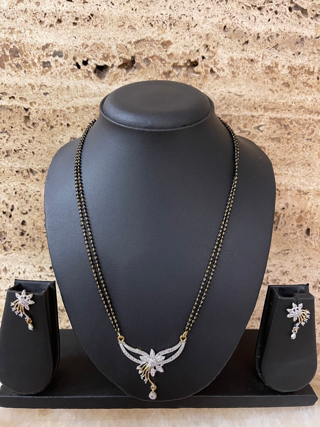 Short Mangalsutra designs with Earrings