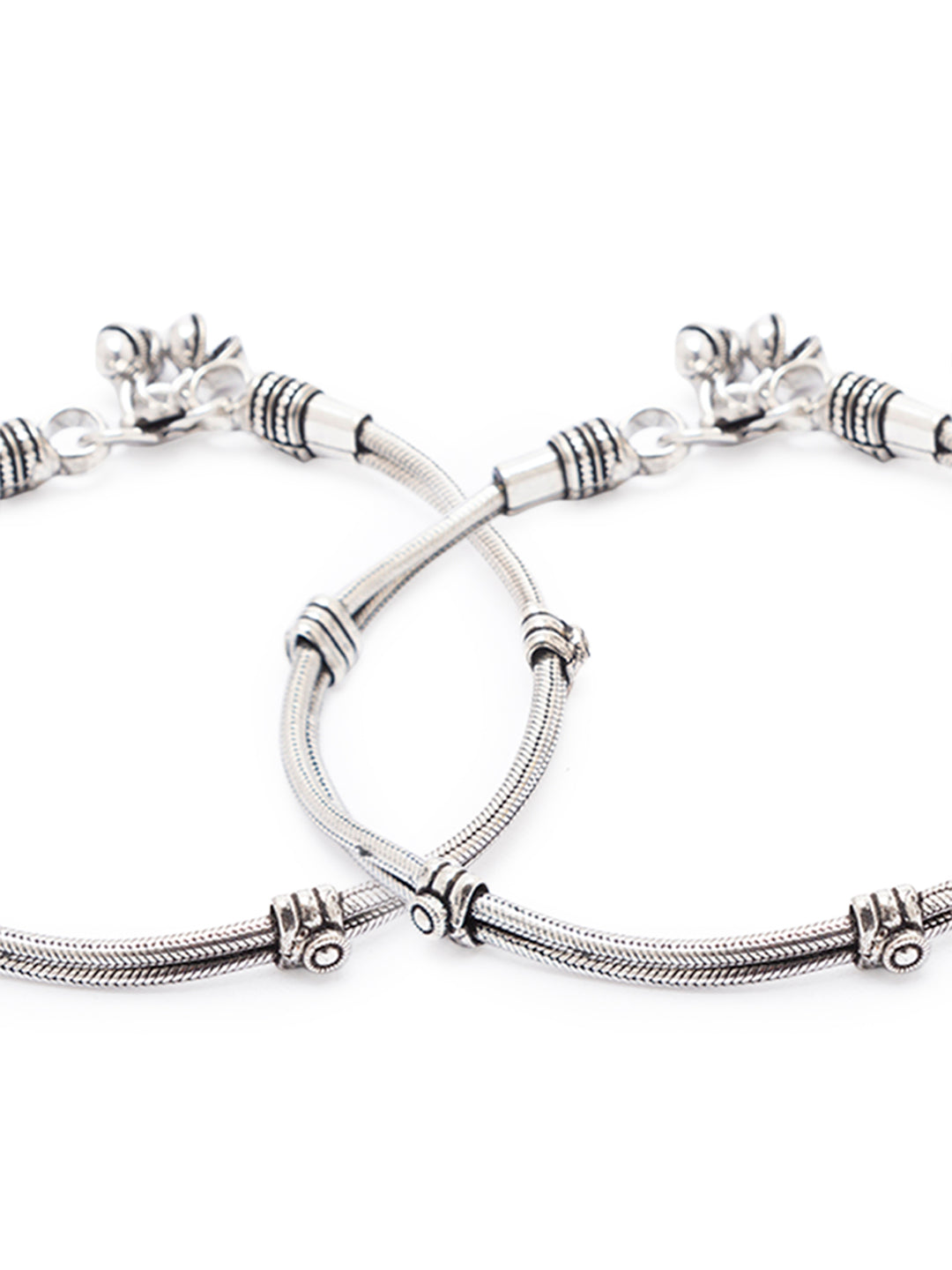 German Oxidised Silver Anklets Traditional Silver Plating Payal Stone Studded Ghungroo Foot Jewellery