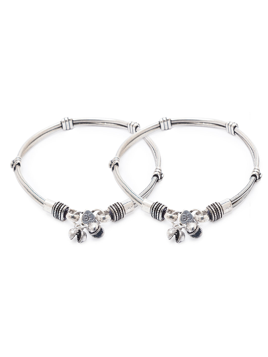 German Oxidised Silver Anklets Traditional Silver Plating Payal Stone Studded Ghungroo Foot Jewellery
