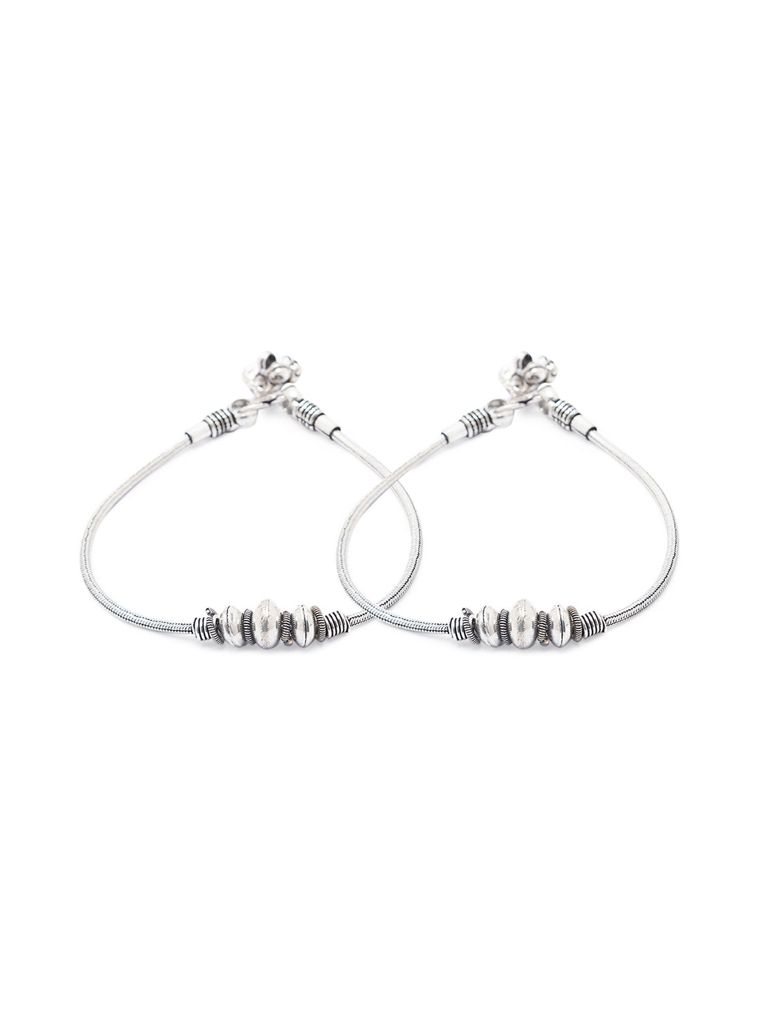 German Oxidised Silver Anklets Maharashtrian Payal Silver Plating Big Beads with Ghungroo Paijan