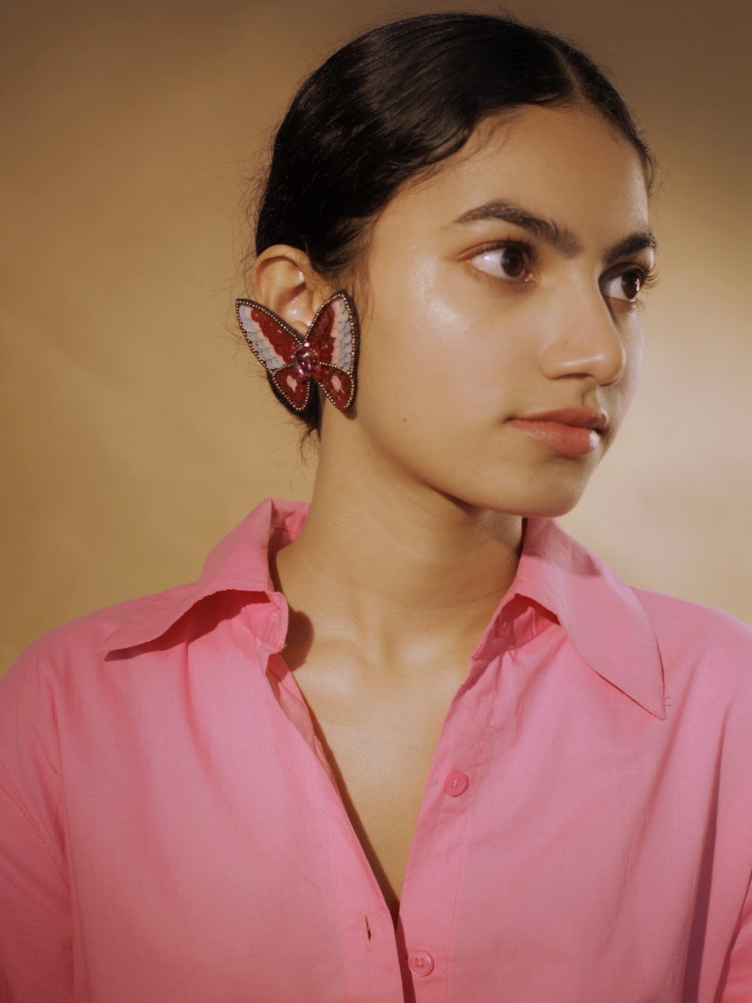 Colourful Sequence Beaded Butterfly Stud Earrings