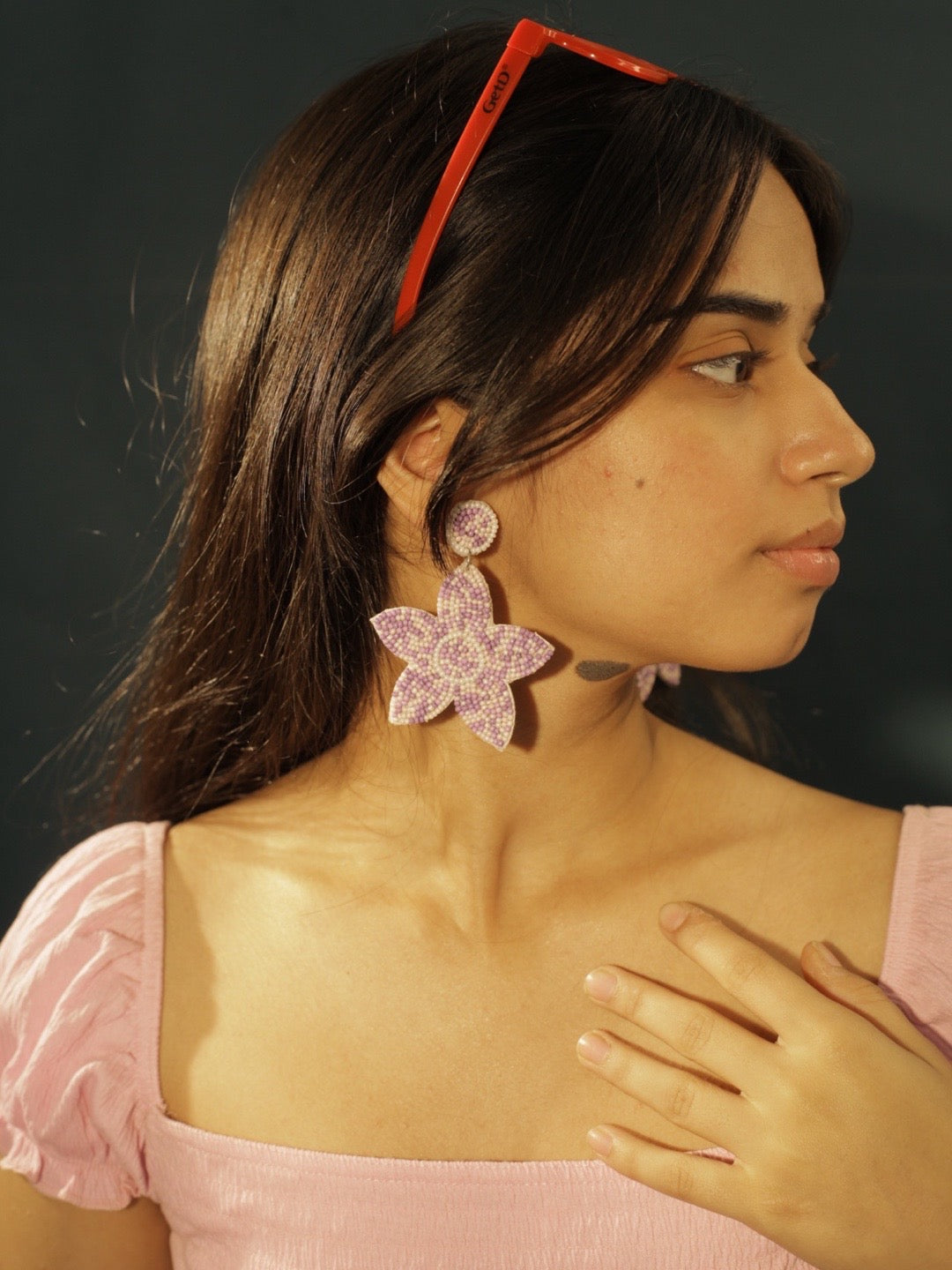 Colourful Beaded Flower Dangler Earring