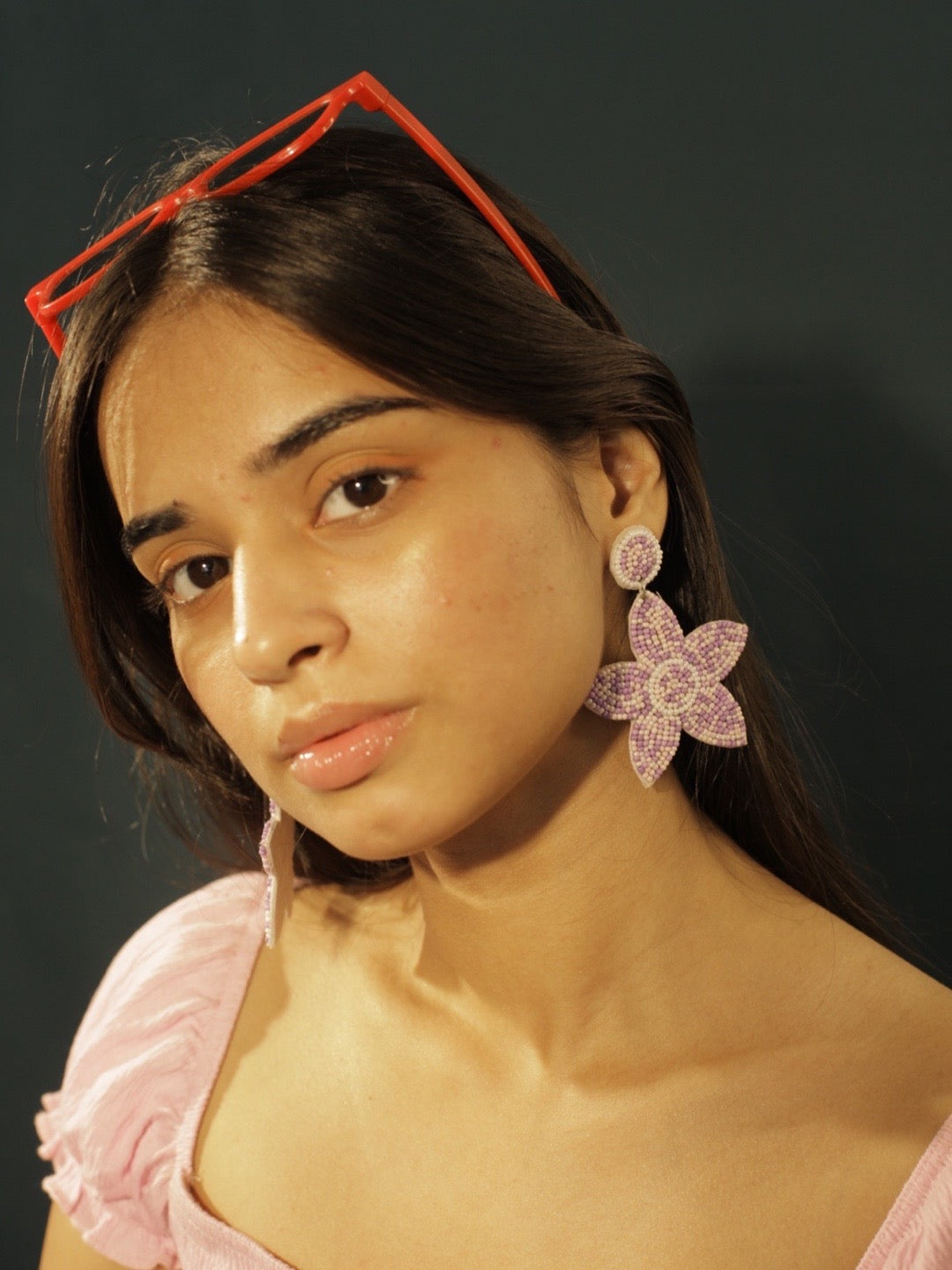 Colourful Beaded Flower Dangler Earring