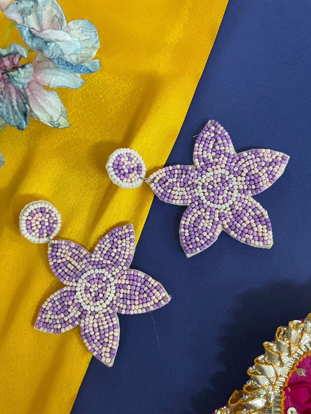 Colourful Beaded Flower Dangler Earring