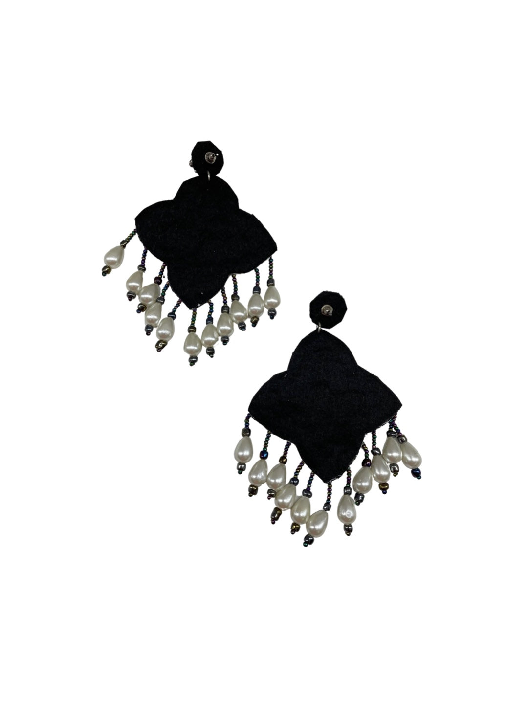 Colourful Beaded Flower Dangler Earring With Pearls