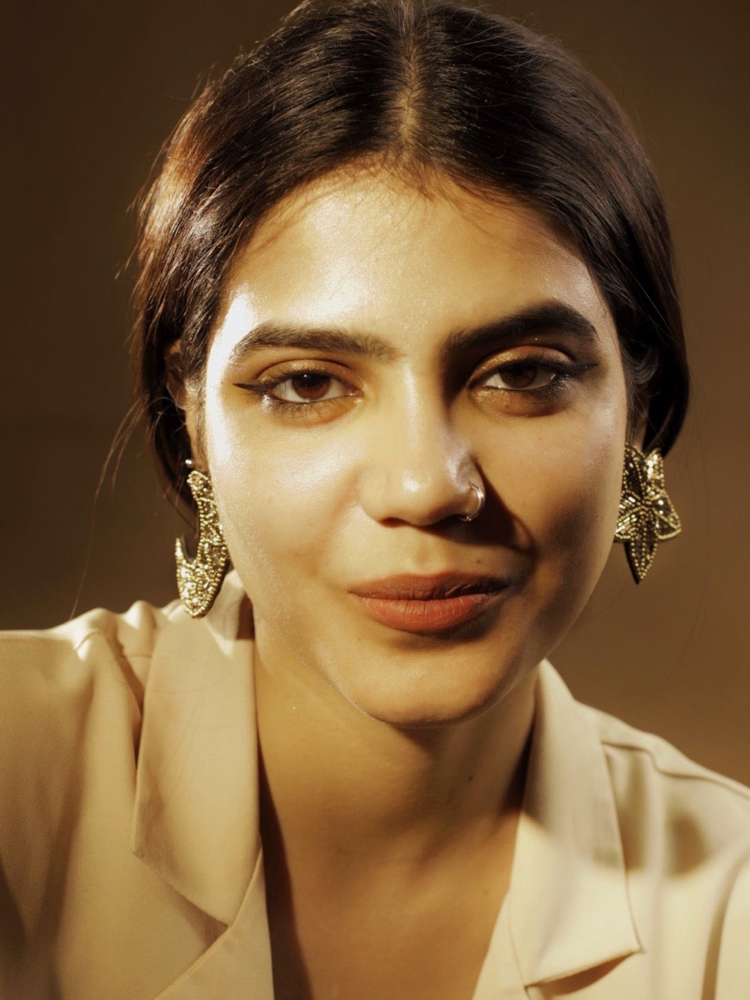 Antique Gold Beaded Star & Moon Stud Earring Designs