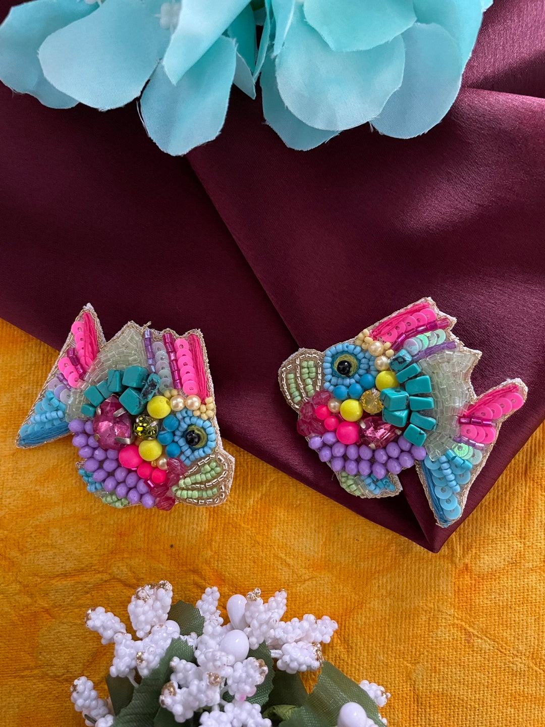 Colourful Beaded Fish Stud Earring Designs