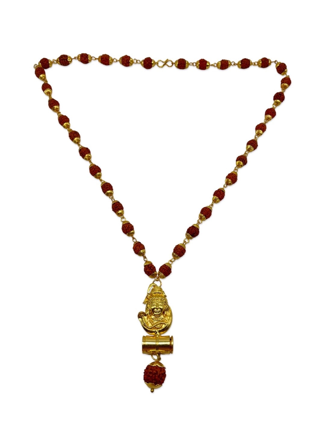 Gold Plated Rudraksha Mala Lord Shiva Big Locket