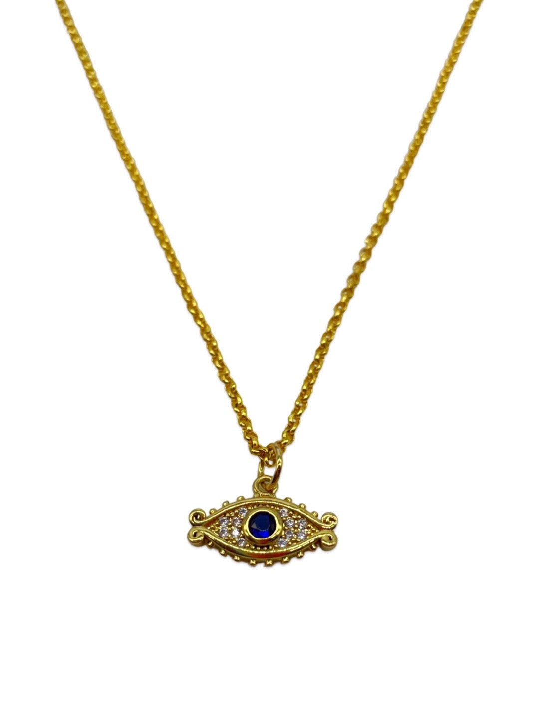 Gold Plated Choker Necklace EvilEye Design AD Pendant