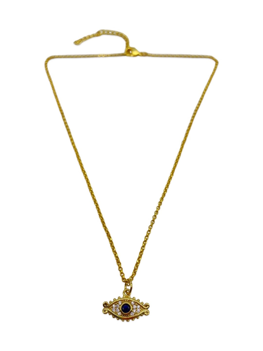 Gold Plated Choker Necklace EvilEye Design AD Pendant
