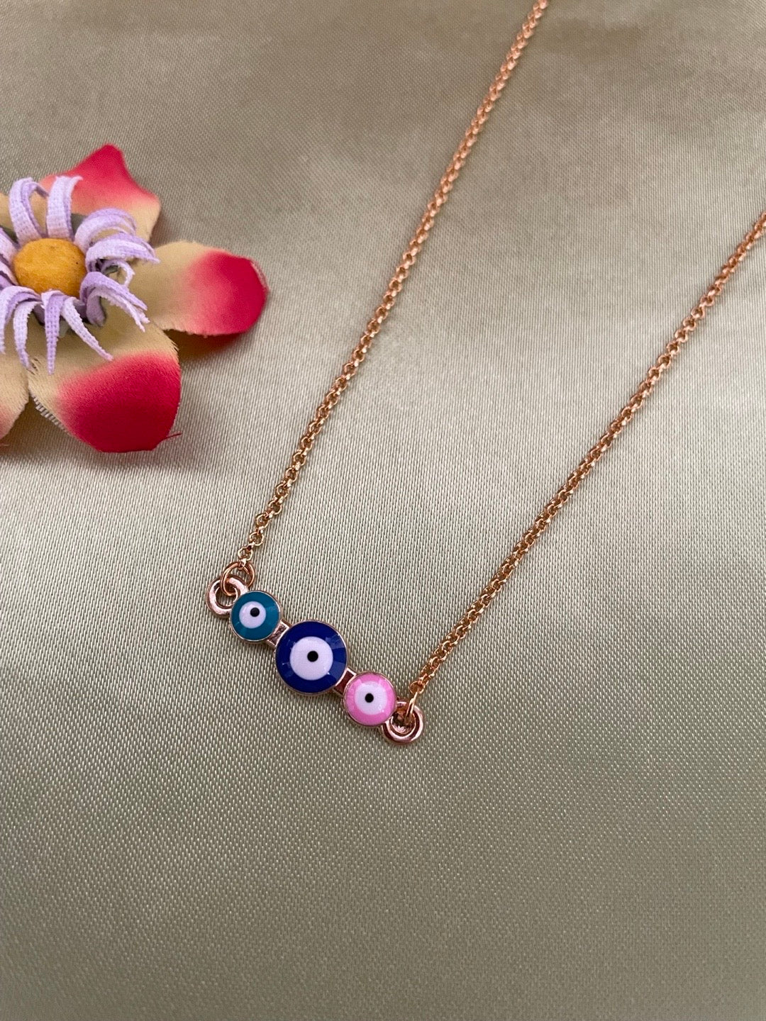 Gold Plated Choker Necklace 3 Color Evil Eye Design Pendant