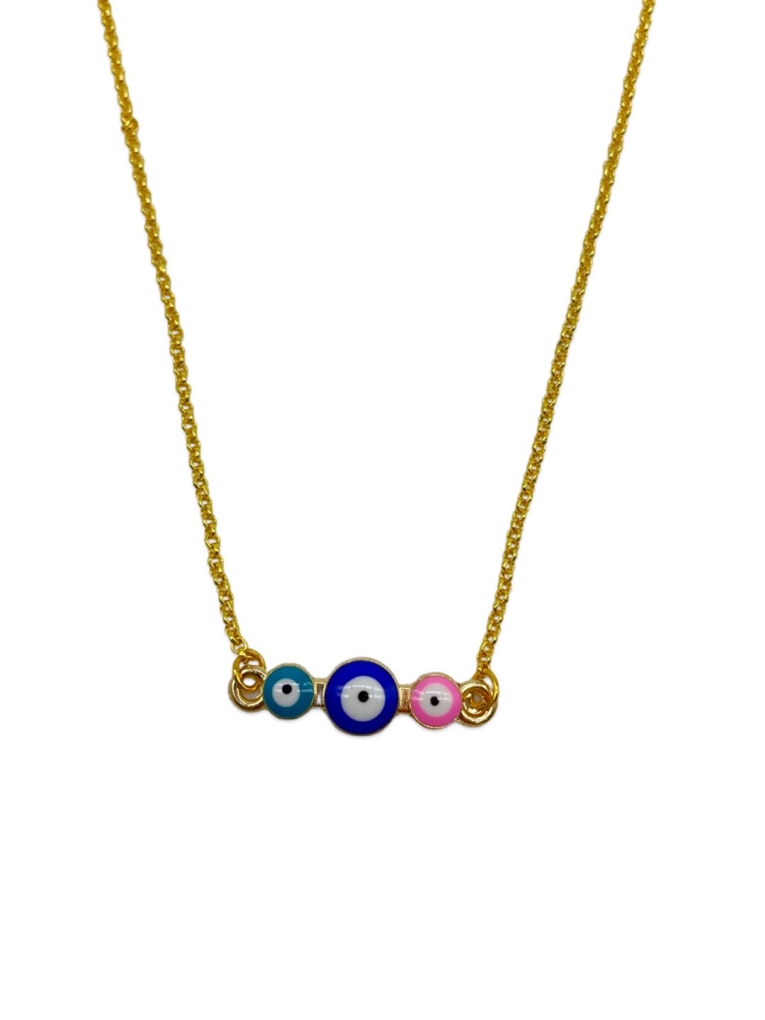Gold Plated Choker Necklace 3 Color Evil Eye Design Pendant