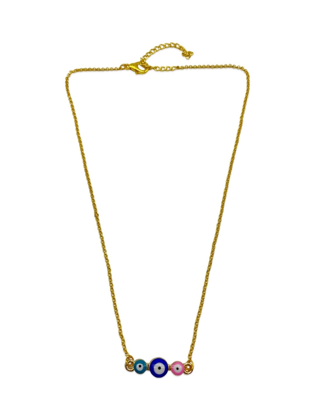 Gold Plated Choker Necklace 3 Color Evil Eye Design Pendant